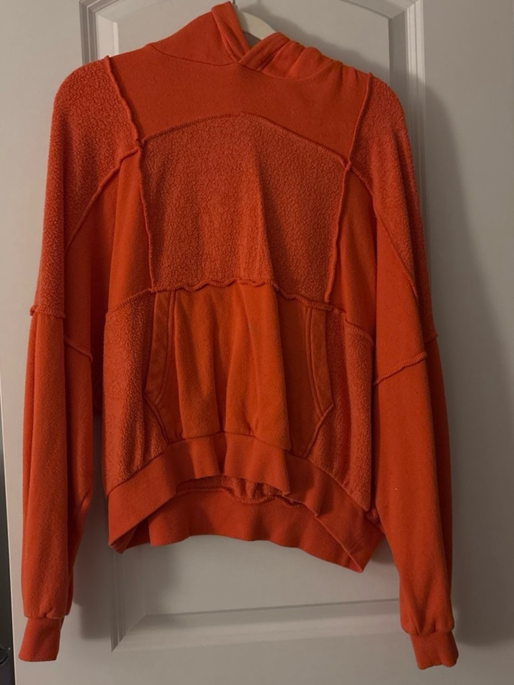 aerie Orange Textured Cowl-Neck Pullover